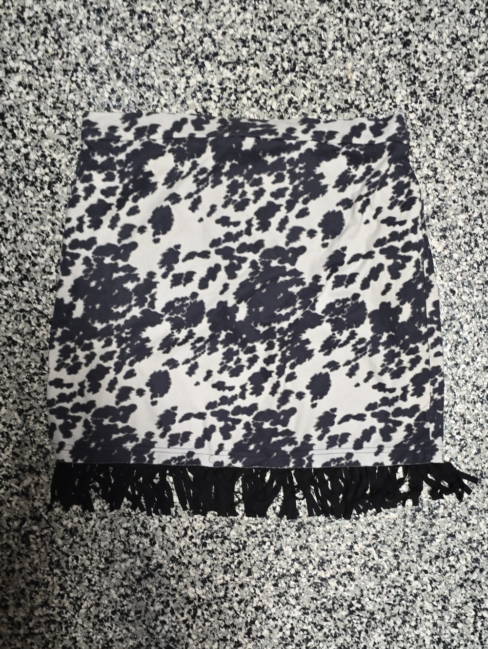 Crazy Train Black and White Animal Print Mini Skirt with Fringe